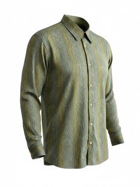 Jhane Barnes Shirt Vintage Italian Op Art Illusion Retro Long Sleeve Size Medium